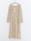 SWAYING 25 Fall/Winter Collection: Silk-Wool Mesh Long-Sleeve Dress with Cutout Detail (SW-SW25AW2L06C2S2-TUO, Camel)